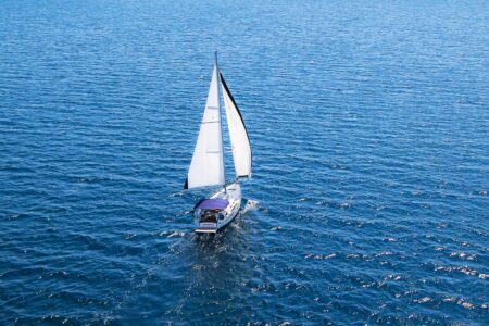 Business owner retirement - sailing boat in the ocean