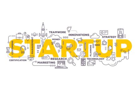 Graphic detailing icons and words around startup businesses