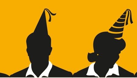 PSAs and Entertainment benefits - silhouettes of heads wearing party hats