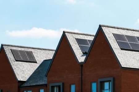 houses in a row with solar panels